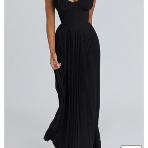 House of CB Black Pleated Maxi Dress